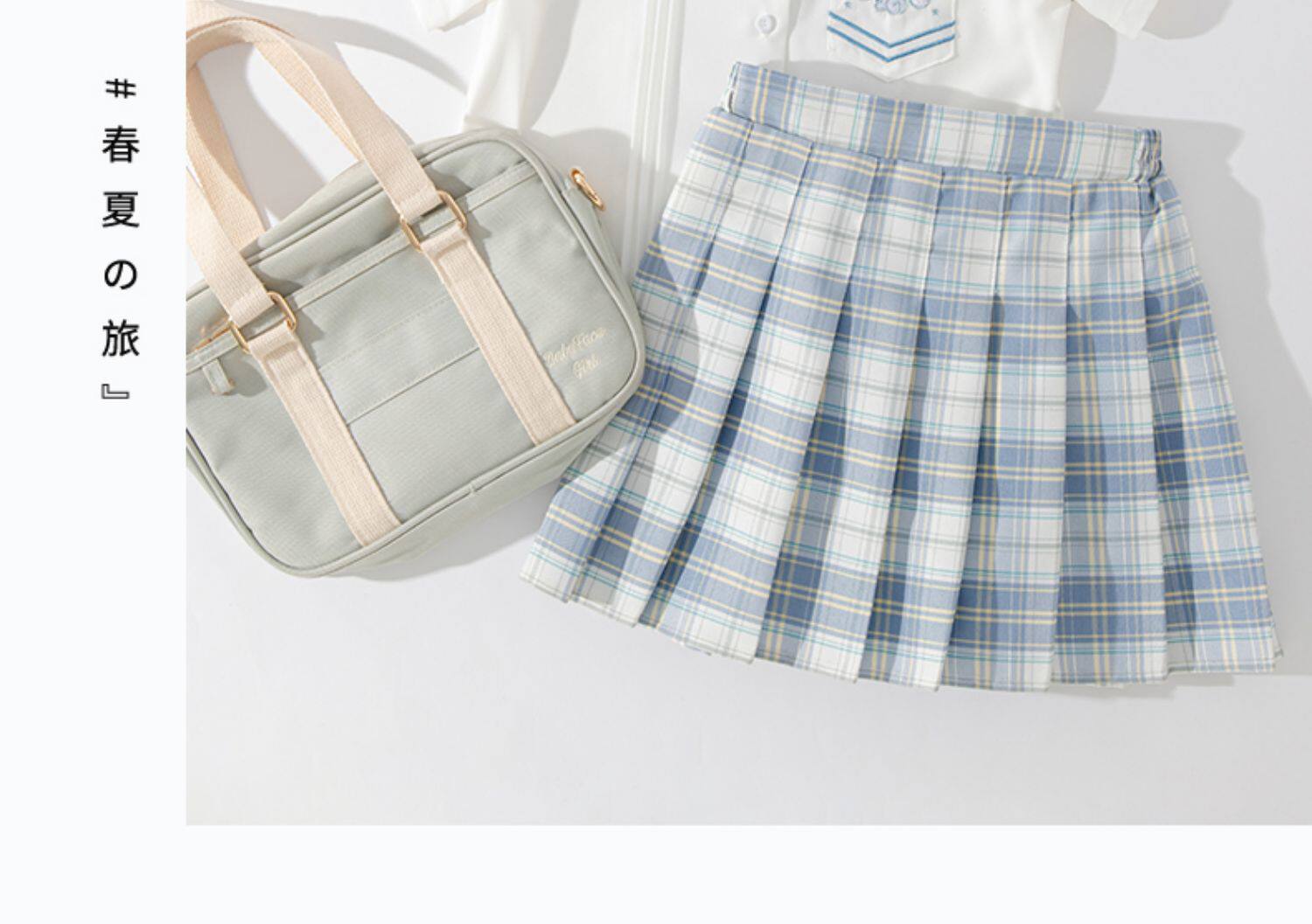 Niña jk traje uniforme 2025 niños college traje de verano camisa manga corta falda plisada traje de rendimiento six one pic 18