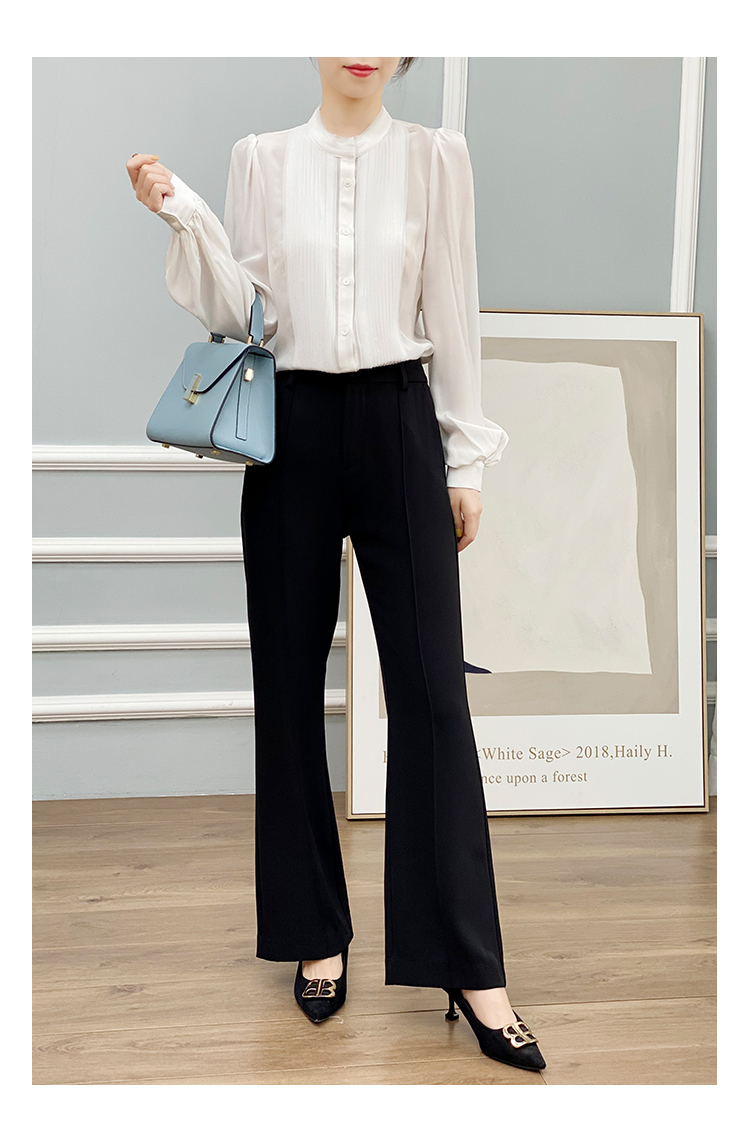 左左家 温柔气质重工风琴褶真丝衬衫女圆领气质灯笼袖桑蚕丝上衣详情25