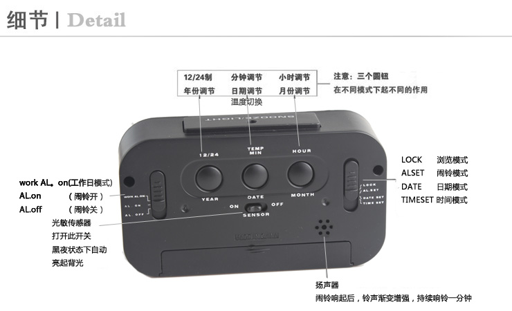 Temperature version smart clock, silent clock, snooze electronic clock, light-sensing alarm clock with voice, student special alarm clock wholesale pic 1