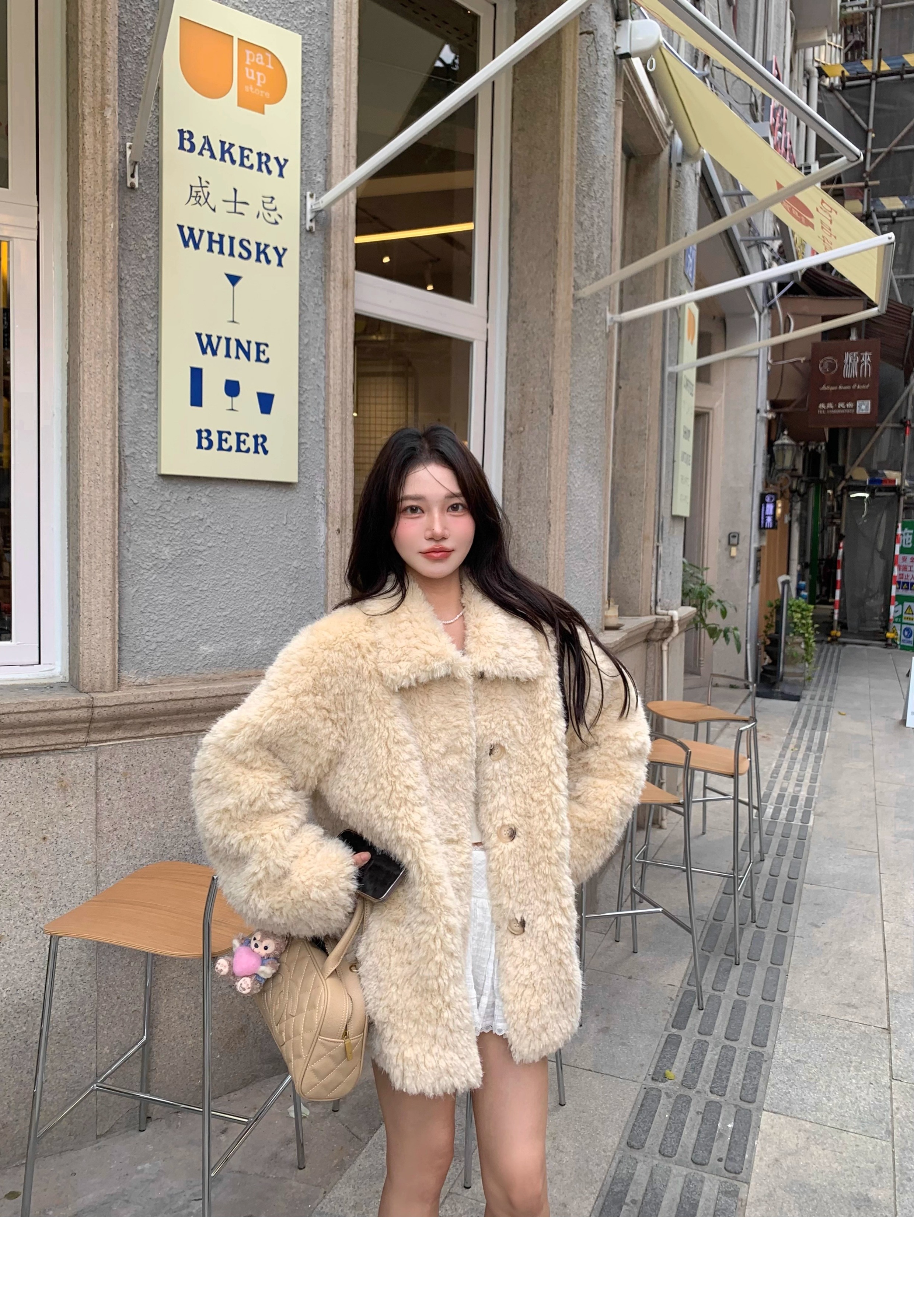 纸片人宽松V领泰迪绒羊剪绒环保皮草皮毛一体羊羔毛毛外套女秋冬详情21