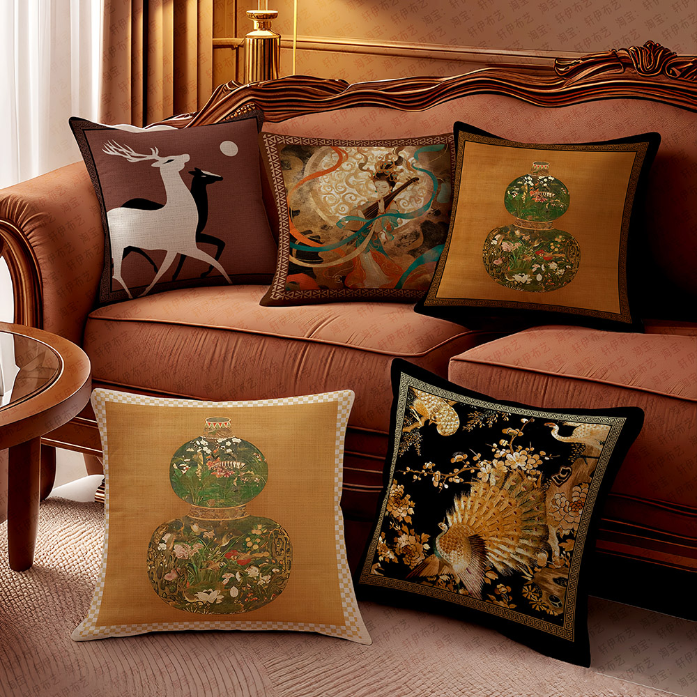 Chinese-style sofa cushions, high-end backrest pads, headrest covers, new car pillow pads, core-filled backrest pads Item Picture