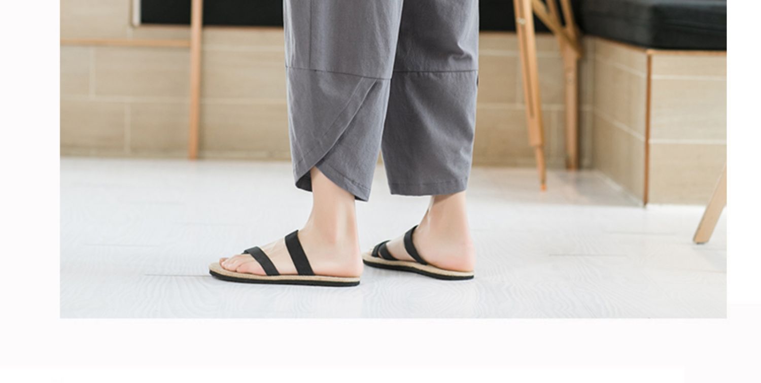 Aliexpress 2022 Summer New Style Chinese style simple solid color seven-inch wide-leg pants for men, beach pants, casual pants for men pic 44