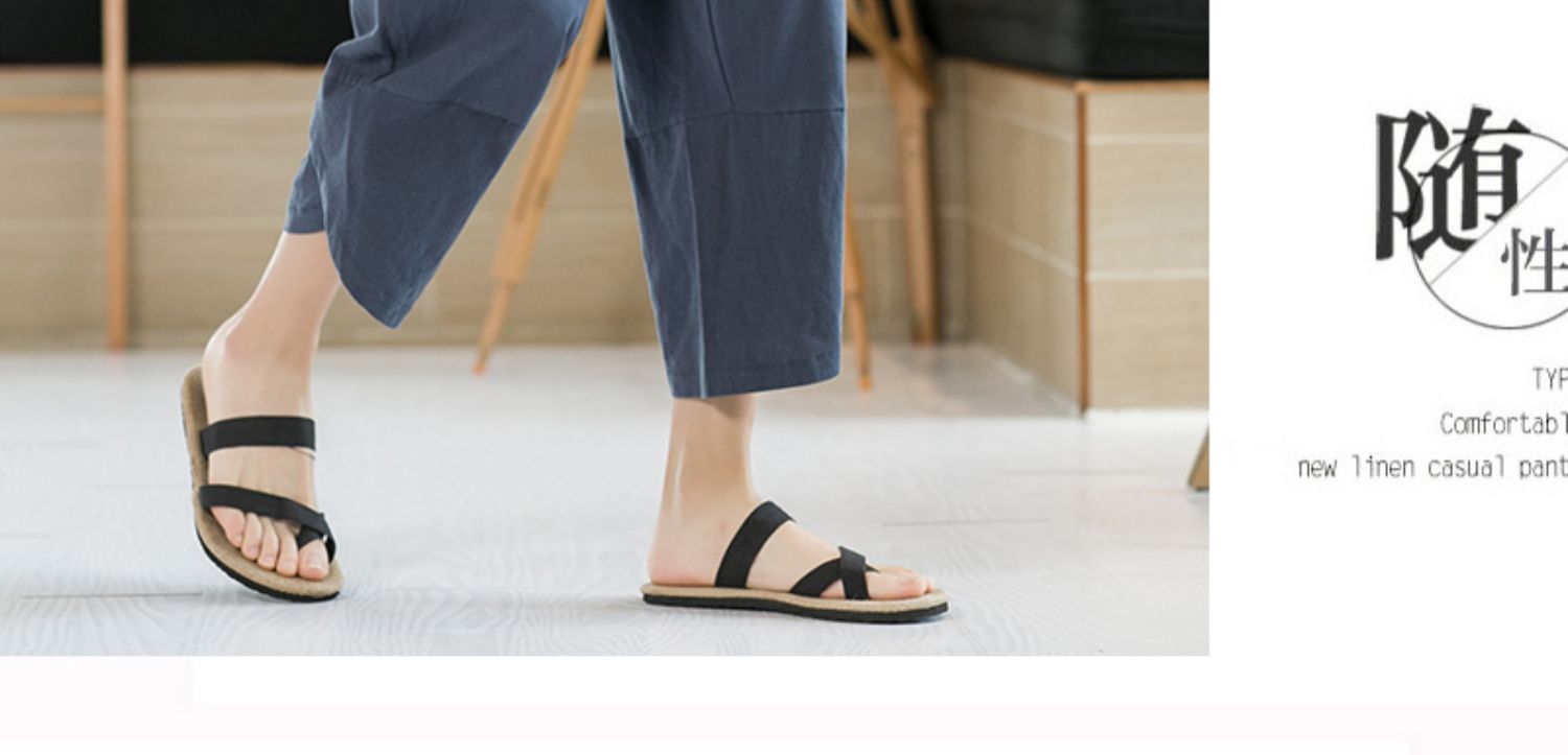 Aliexpress 2022 Summer New Style Chinese style simple solid color seven-inch wide-leg pants for men, beach pants, casual pants for men pic 8