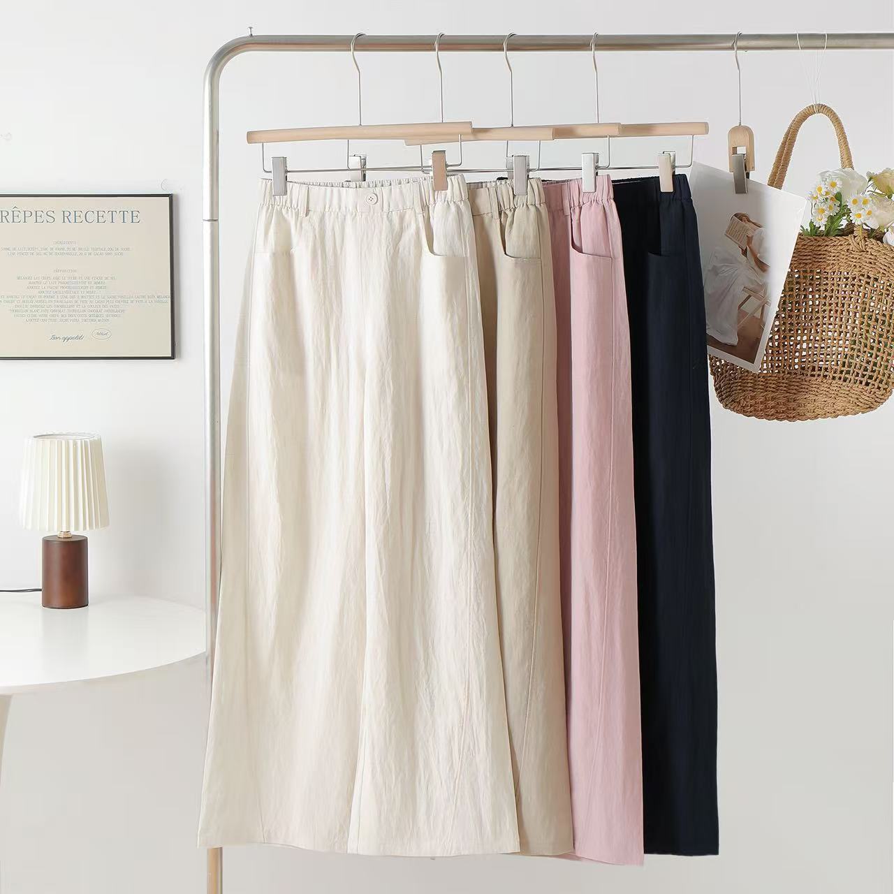 7729 Tencel linen wide-leg pants, summer wide-leg pants, casual pants, thin and versatile for outerwear Specification image