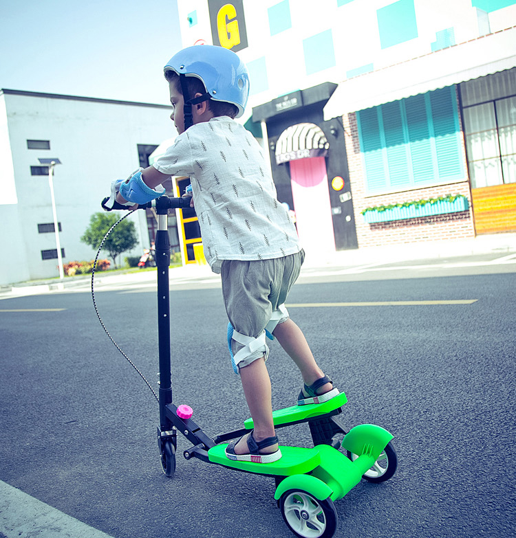 儿童脚踩双踏滑板车3-6-12岁折叠蛙式三轮剪刀车双翼滑滑车溜溜车详情10