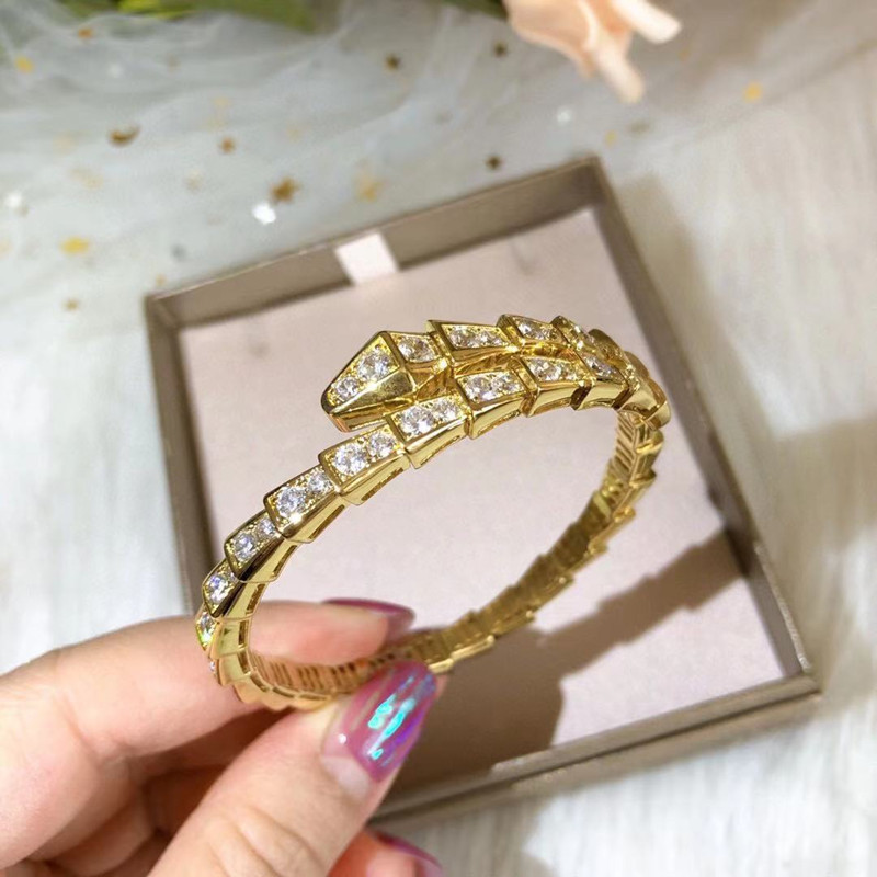 【 High-end and Light Luxury 】 Full diamond snake bone bracelet, spring, smooth body, elastic snake-shaped opening couple diamond-encrusted bracelet Specification image