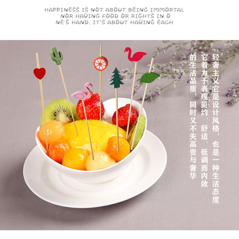 一次性水果签彩色竹签创意工艺鸡尾酒冷菜果盘装饰拼盘艺术签包邮详情13