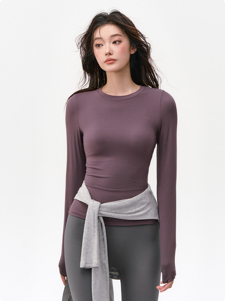 Weightlifting fairy girl autumn and winter long-sleeved yoga wear tight Pilates training quick-drying fitness top, large size pic 5