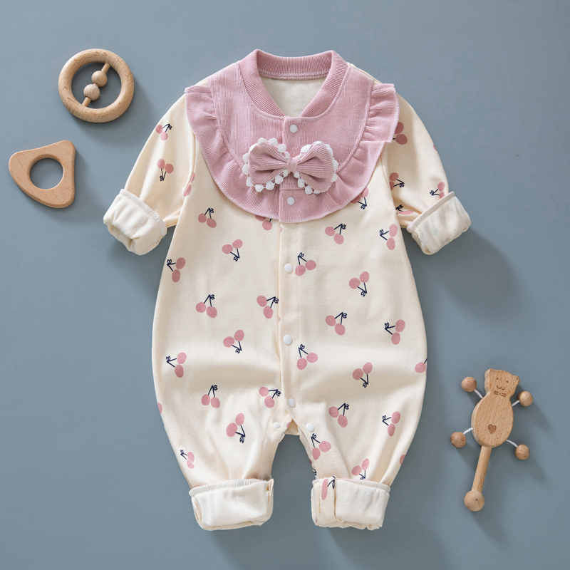 洋气公主女宝宝连体衣春秋薄款3新生儿外出哈衣爬服0-1岁婴儿衣服详情1