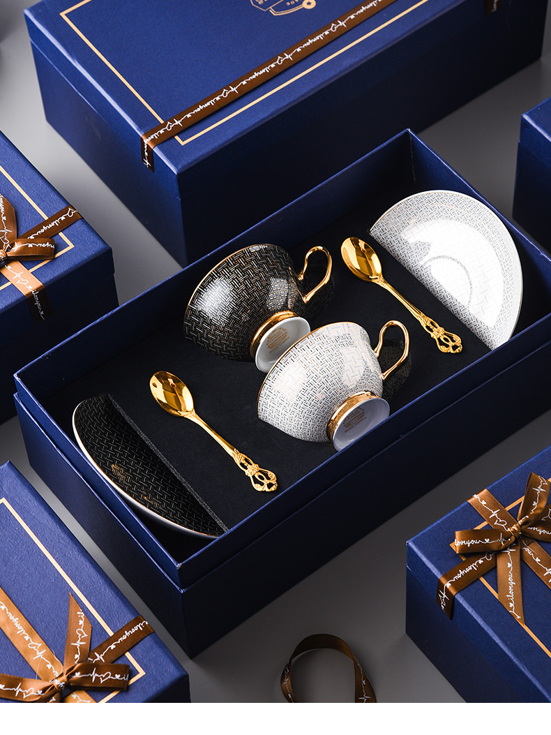 感高颜值骨瓷咖啡杯精致设计感小众陶瓷杯子杯碟礼盒套装详情3