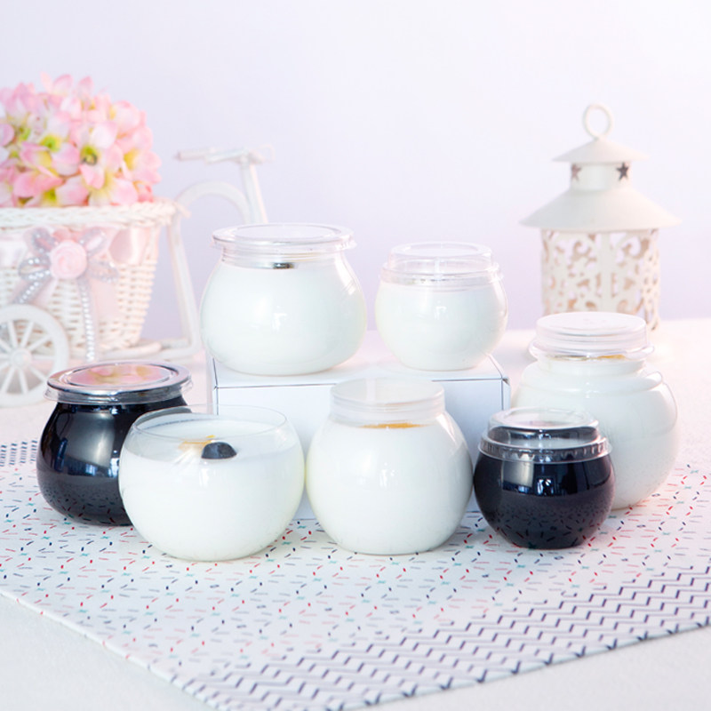 Mini PET honey jar, round hard plastic yogurt pudding dessert table, disposable plastic cup with lid, mousse cup