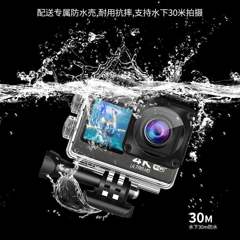 4K 60fps high-definition action camera, motorcycle safety helmet, riding dashcam, fishing dual-color screen touch screen camera details Picture