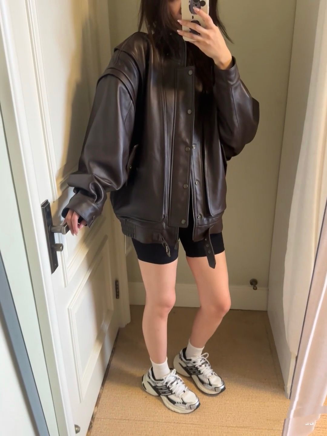 美式复古重工pu皮衣外套女秋季甜酷辣妹oversize高级感机车夹克详情6