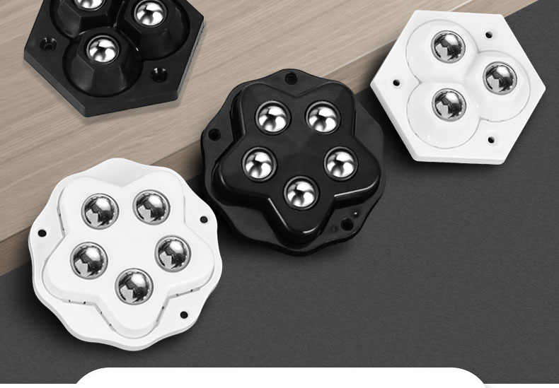 万向轮轮子移动粘贴式滑轮底座滚珠免打孔钢珠尼龙珠静音家具脚轮详情2