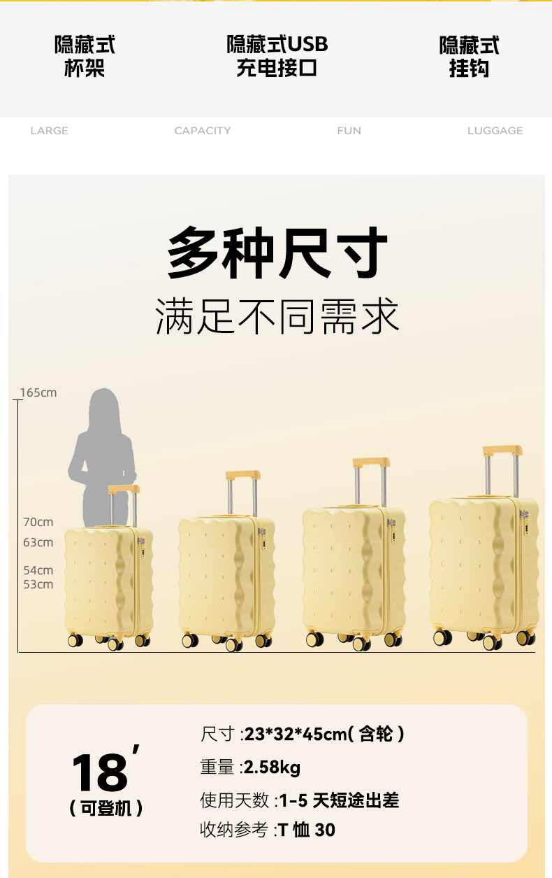 2024新款行李箱饼干箱女旅行箱pc拉杆箱万向轻音轮耐用密码皮箱子详情2