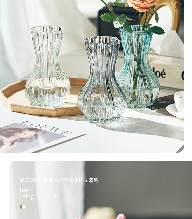 中等花瓶创意摆件客厅插花玻璃透明ins北欧网红轻奢水养鲜花玫瑰详情4