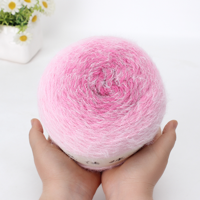 雪妃尔魔法球羽毛单色渐层羊毛线 线长绒毛线 线团玫瑰花束毯毯子线 线编织
