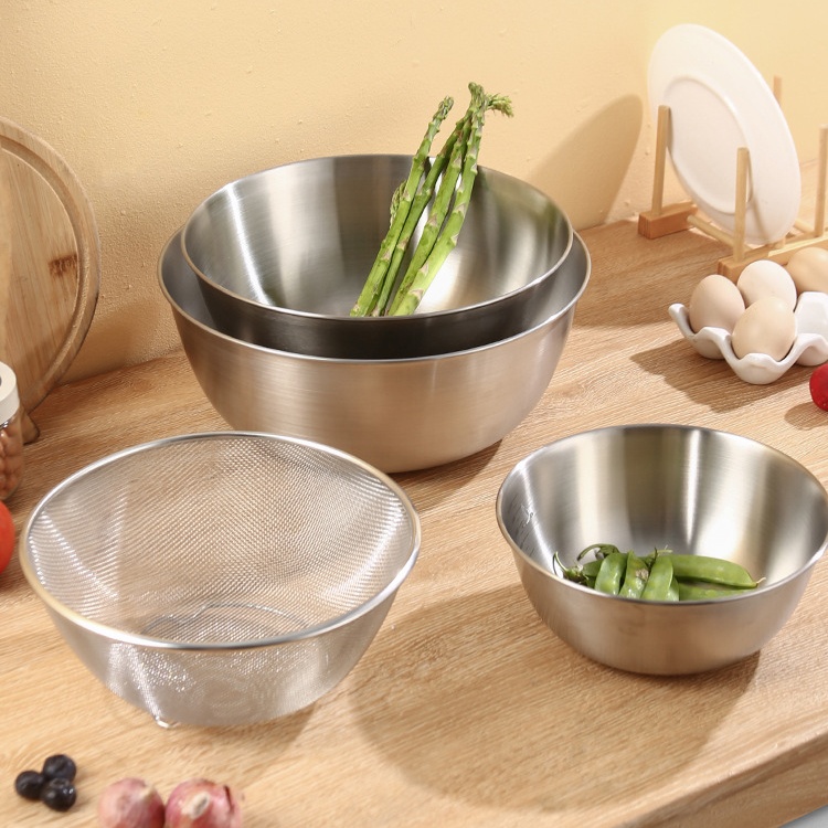 Export trade order! It's actually quite useful! 304 stainless steel draining basket, vegetable washing, egg beating and rice washing basin details Picture