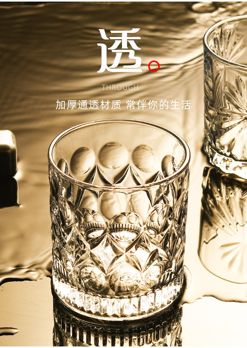 浮雕威士忌酒杯子高颜值家用高档玻璃酒杯酒吧KTV古典烈酒洋酒杯详情7