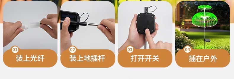 太阳能七彩光纤水母灯花园别墅插地草坪灯户外防水led氛围灯详情8