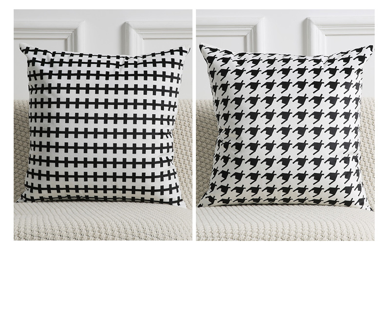 亚马逊抱枕靠垫套黑白黄色条纹几何格子客厅沙发印花床头抱枕套详情7