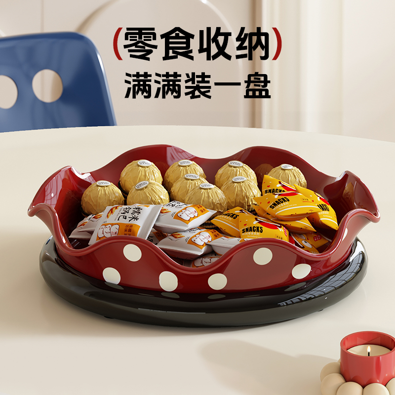 The fruit plate living room coffee table is a high-end, exquisite, high-appearance, artistic, light luxury and simple double-layer ceramic snack storage Specification image