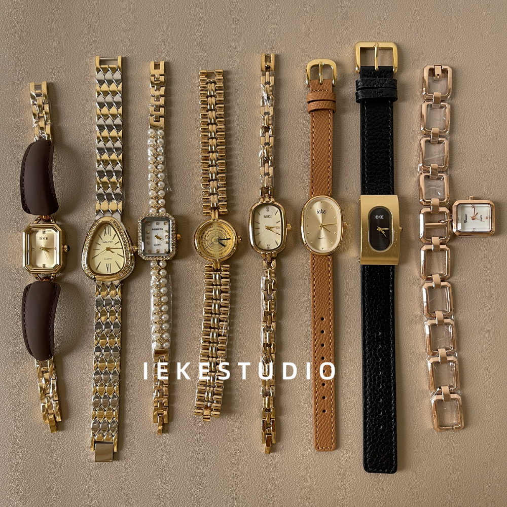 IEKE 中古风高级感时尚气质女士手表时髦复古vintage精致石英表