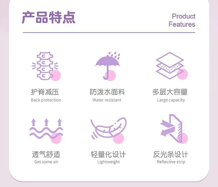库洛米书包小学生一二六年级女孩卡通护脊减负6-12岁儿童双肩背包详情7