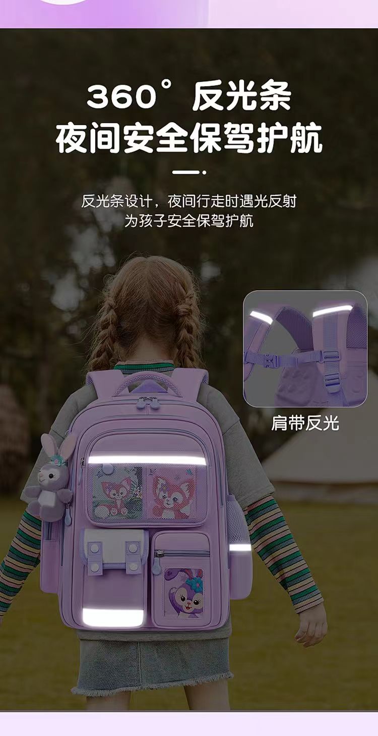 库洛米书包小学生一二六年级女孩卡通护脊减负6-12岁儿童双肩背包详情12