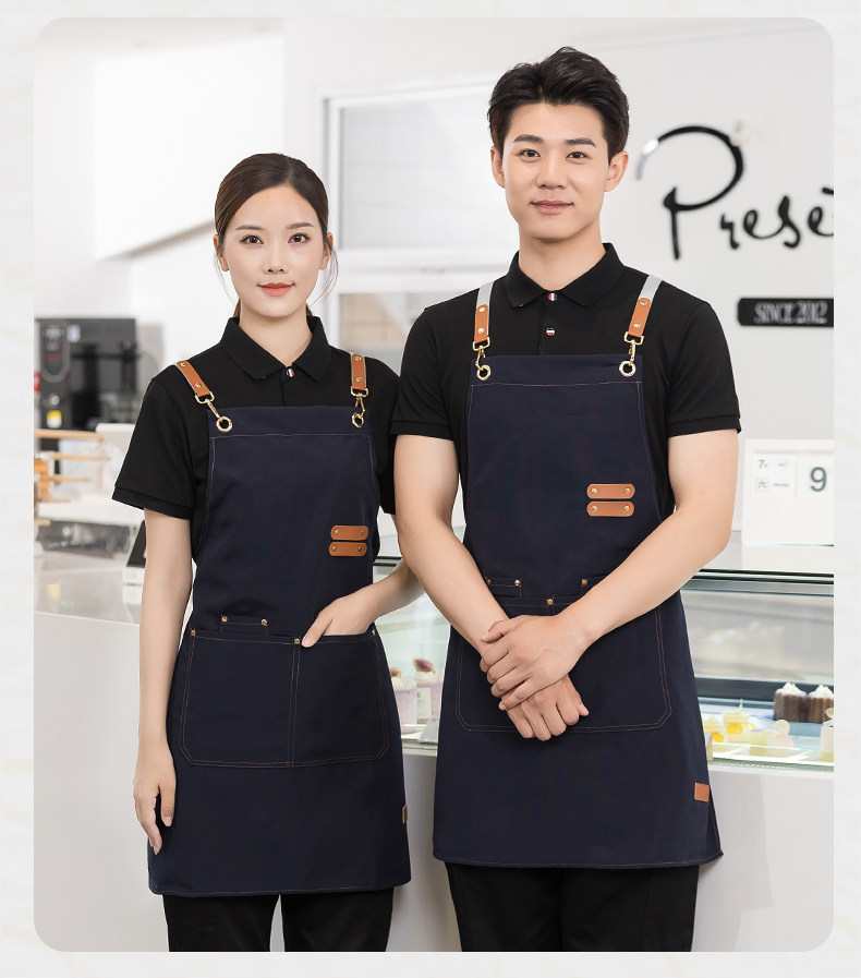 帆布围裙定制logo印字餐饮奶茶店花店超市蛋糕店专用防水工作服女详情15