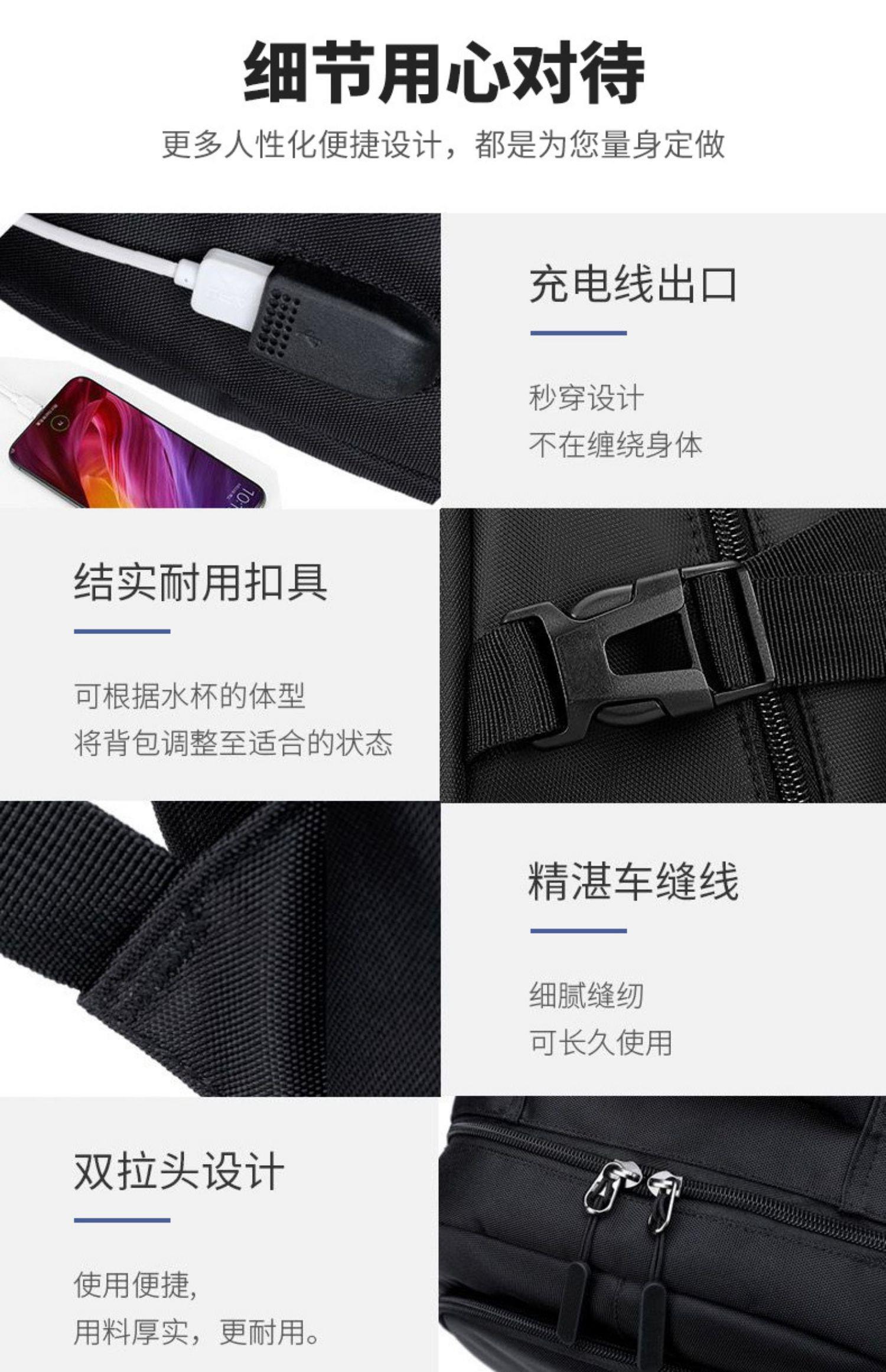 双肩包防水男士2024新款大容量旅游旅行学生商务初高中电脑书包详情17
