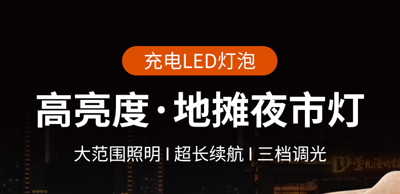 LED充电灯泡夜市摆摊地摊灯家用可移动式户外照明露营球泡长续航详情1