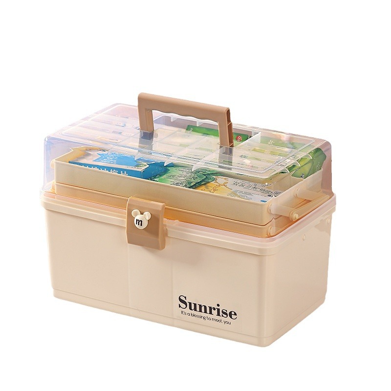 New household medicine box, large-capacity multi-layer medical box, medicine storage box, first aid kit, children's small medicine box, transparent Application Scenario
