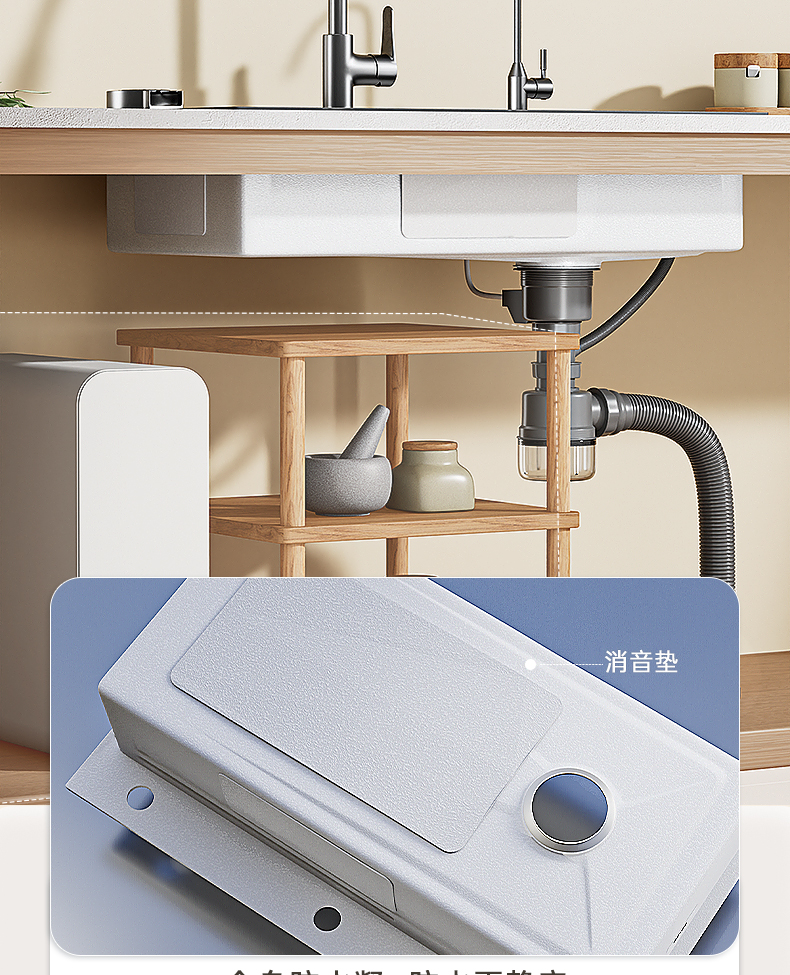 Cross-border customized sink, large single trough, millet grains, 304 stainless steel kitchen sink, bowl and sink, upper, middle and lower basins pic 20