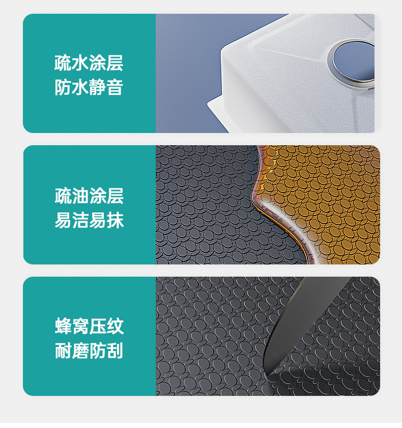 Cross-border customized sink, large single trough, millet grains, 304 stainless steel kitchen sink, bowl and sink, upper, middle and lower basins pic 9