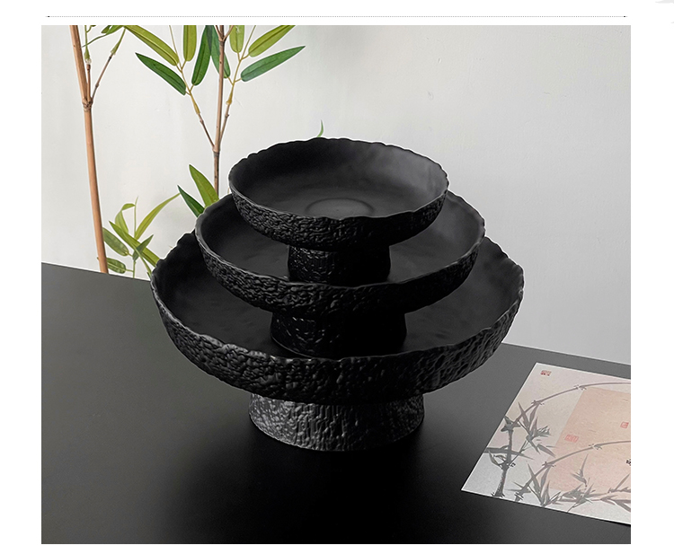 冰露高脚果盘水晶玻璃高颜值锤纹盘子高颜值餐盘水果盘点心盘摆件详情3