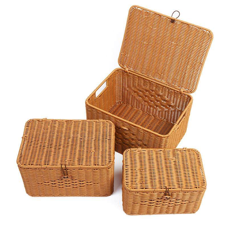Household living room snack, toy, book, sundries sorting and storage basket, large-capacity clothes storage basket, rattan imitation handcrafted Specification image