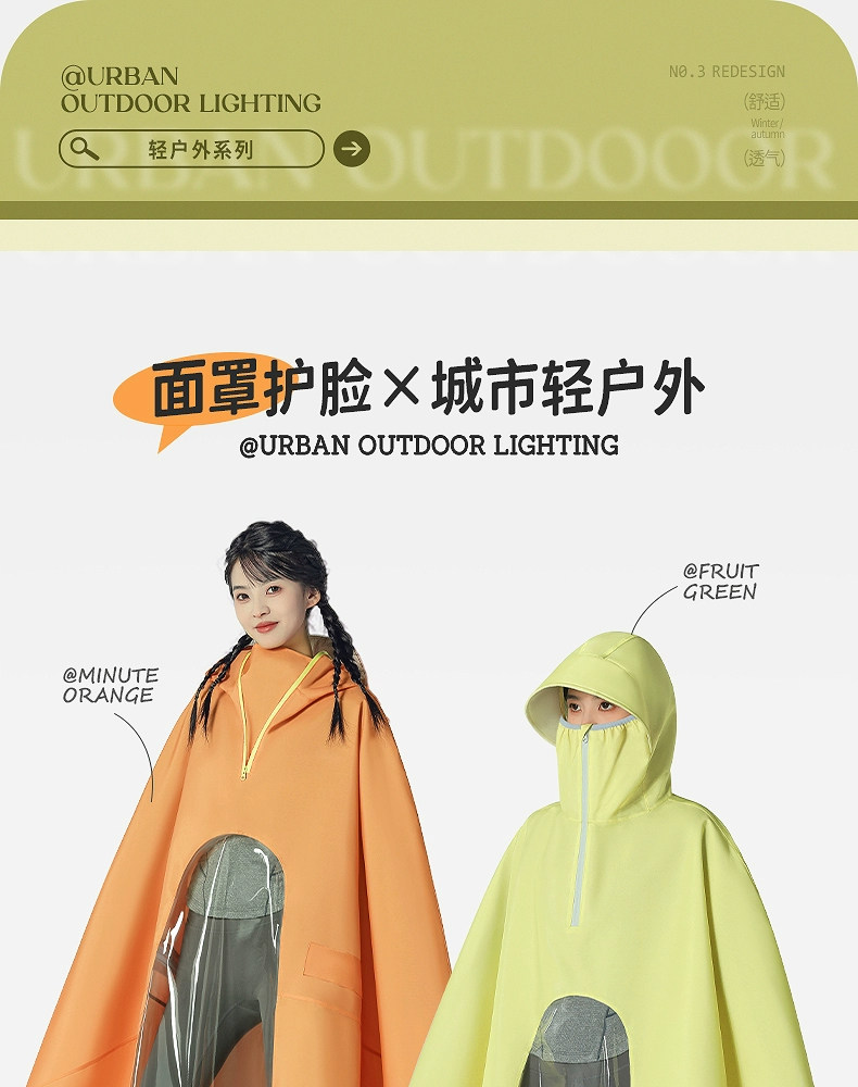 电动车雨衣挡脸高领单人防暴雨加厚加大男骑行人车分离遮脚女雨披详情5