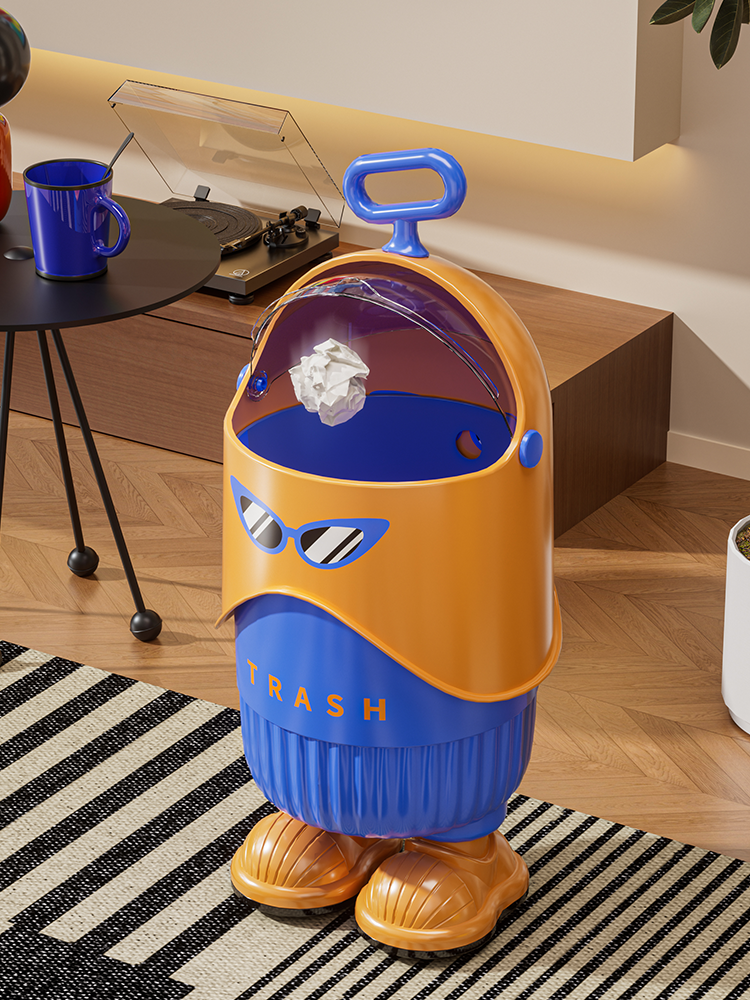 New 2025 household trash can, light luxury and high-end living room with lid, high appearance level, ins style, cute large wastebasket for bedroom Application Scenario