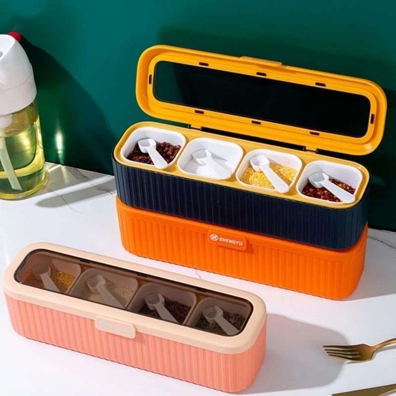 厨房调味盒家用一体多格调料盒调料罐佐料盒盐味精收纳防潮盐罐①