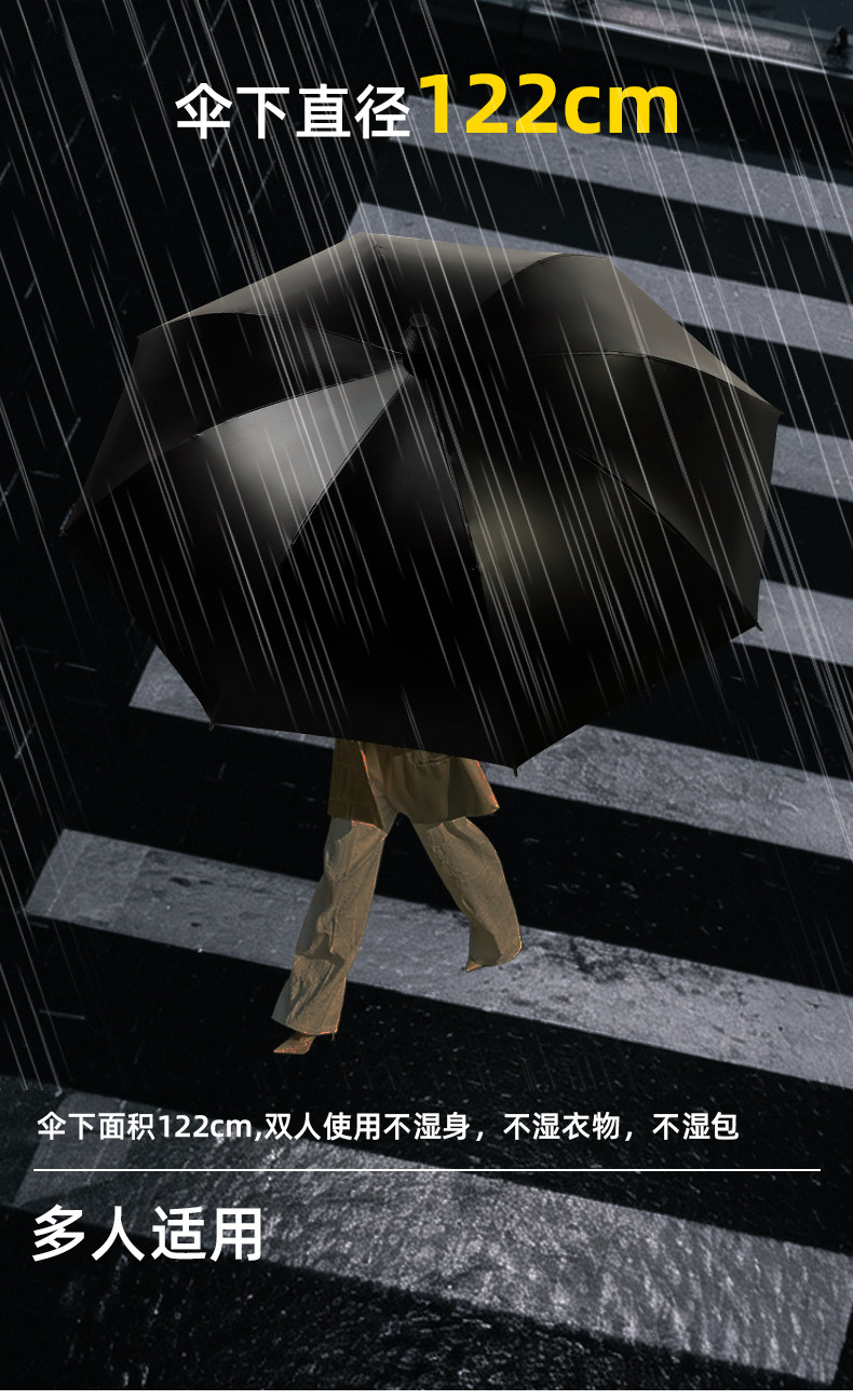 双人大雨伞黑胶防晒晴雨伞长柄超大号防水套商务伞大伞商务礼品详情4