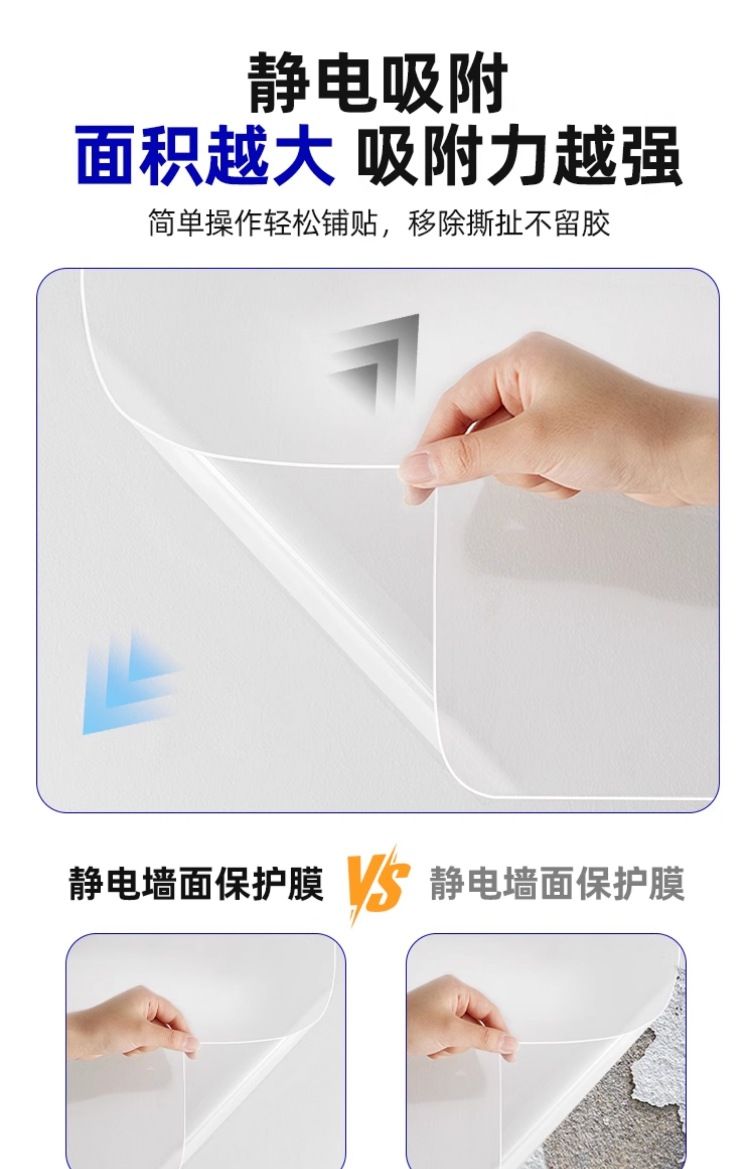 批发静电墙面保护膜客厅乳胶漆透明不伤墙耐脏防潮壁纸防水贴膜详情8