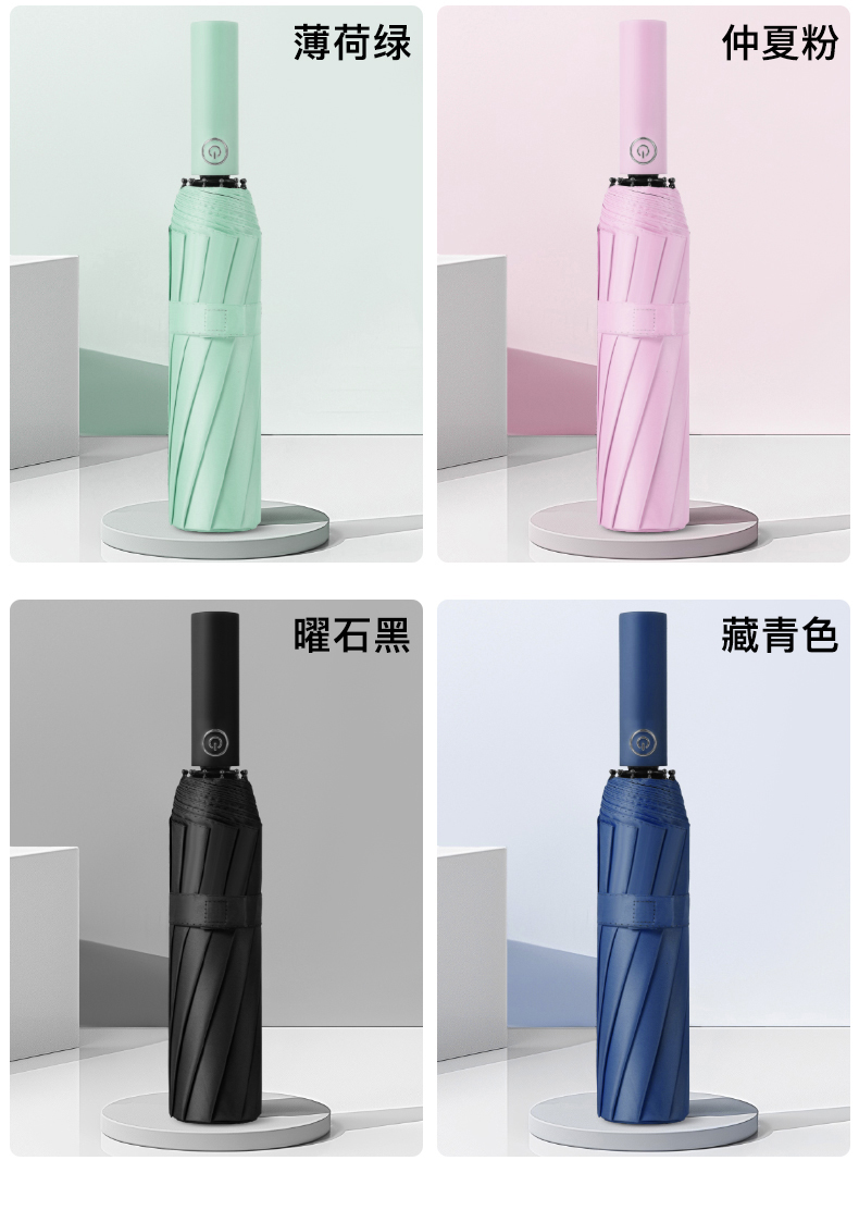 全自动抗雨伞加大加厚叠男士晴雨两用太阳伞女一键加固黑色手动详情13