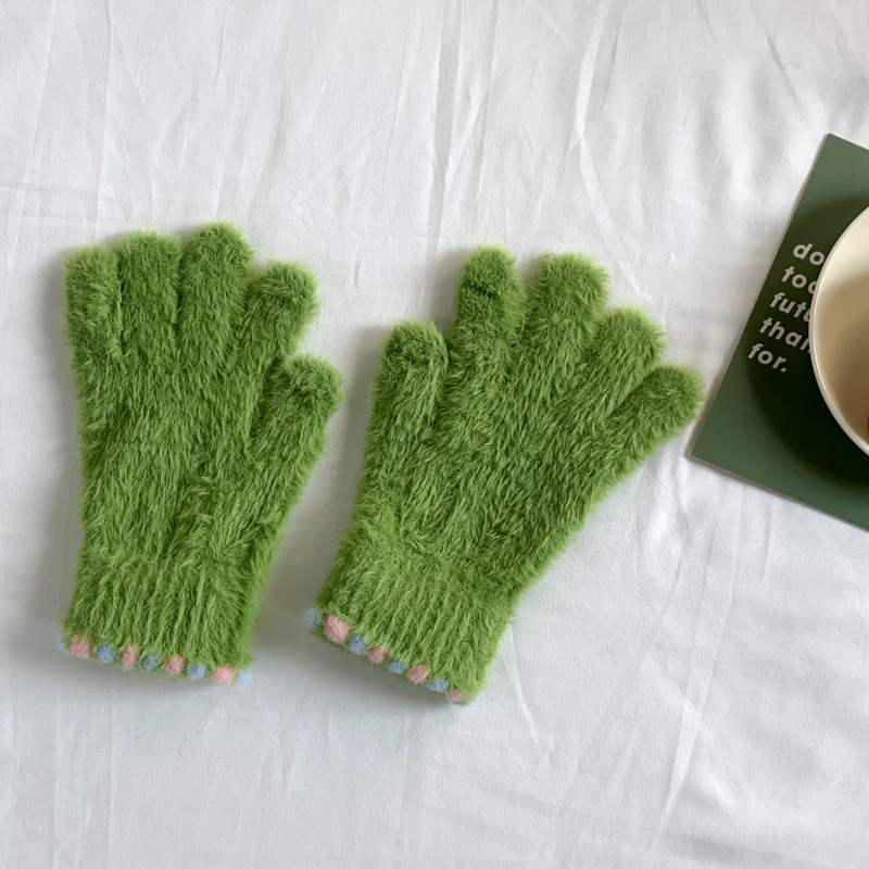 2025新款韩系可爱毛绒手套女冬季加厚保暖防寒露指可触屏手套学生详情15