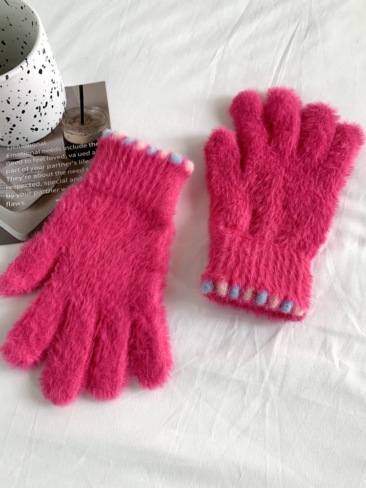2025新款韩系可爱毛绒手套女冬季加厚保暖防寒露指可触屏手套学生详情13