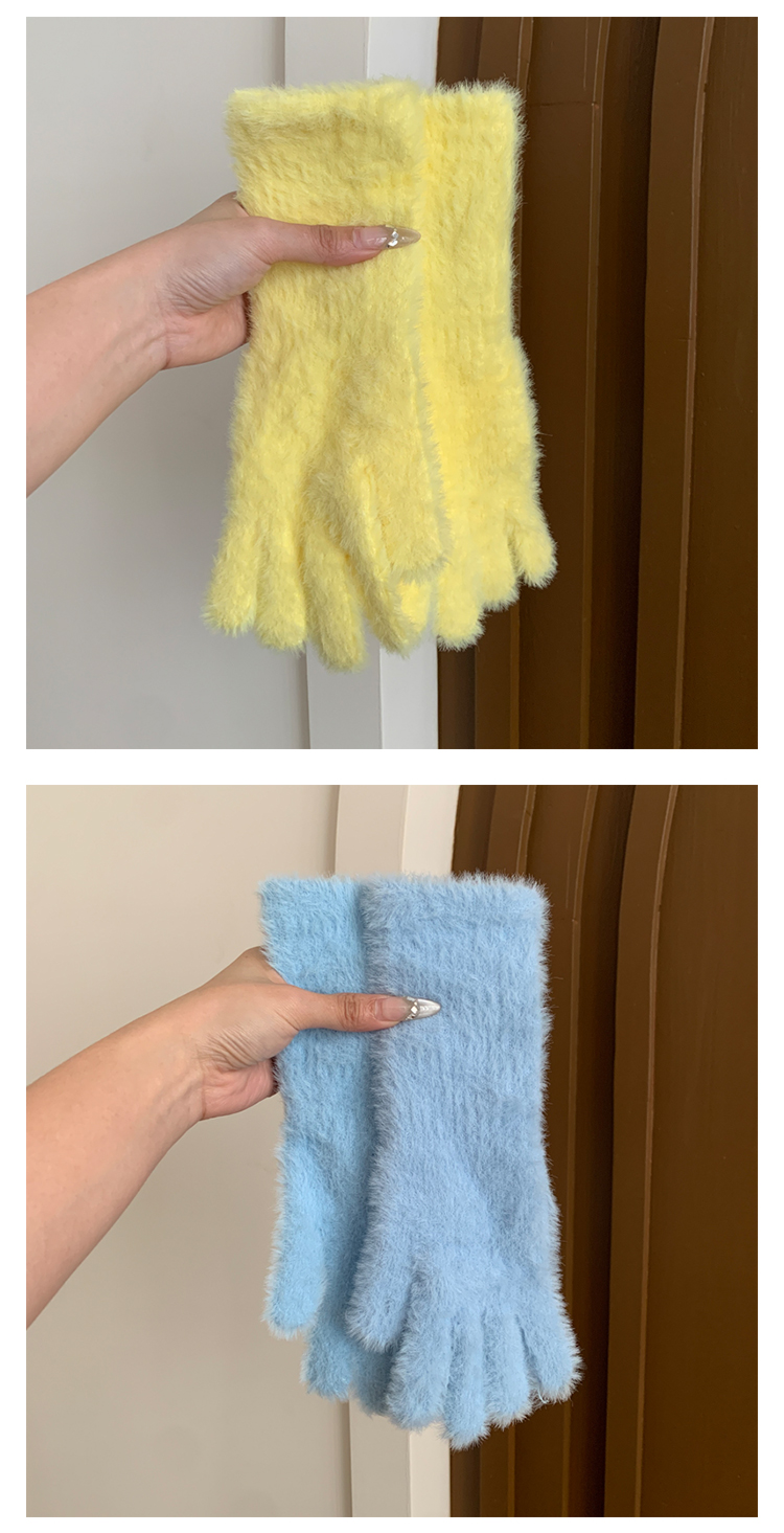 2025新款韩系可爱毛绒手套女冬季加厚保暖防寒露指可触屏手套学生详情22