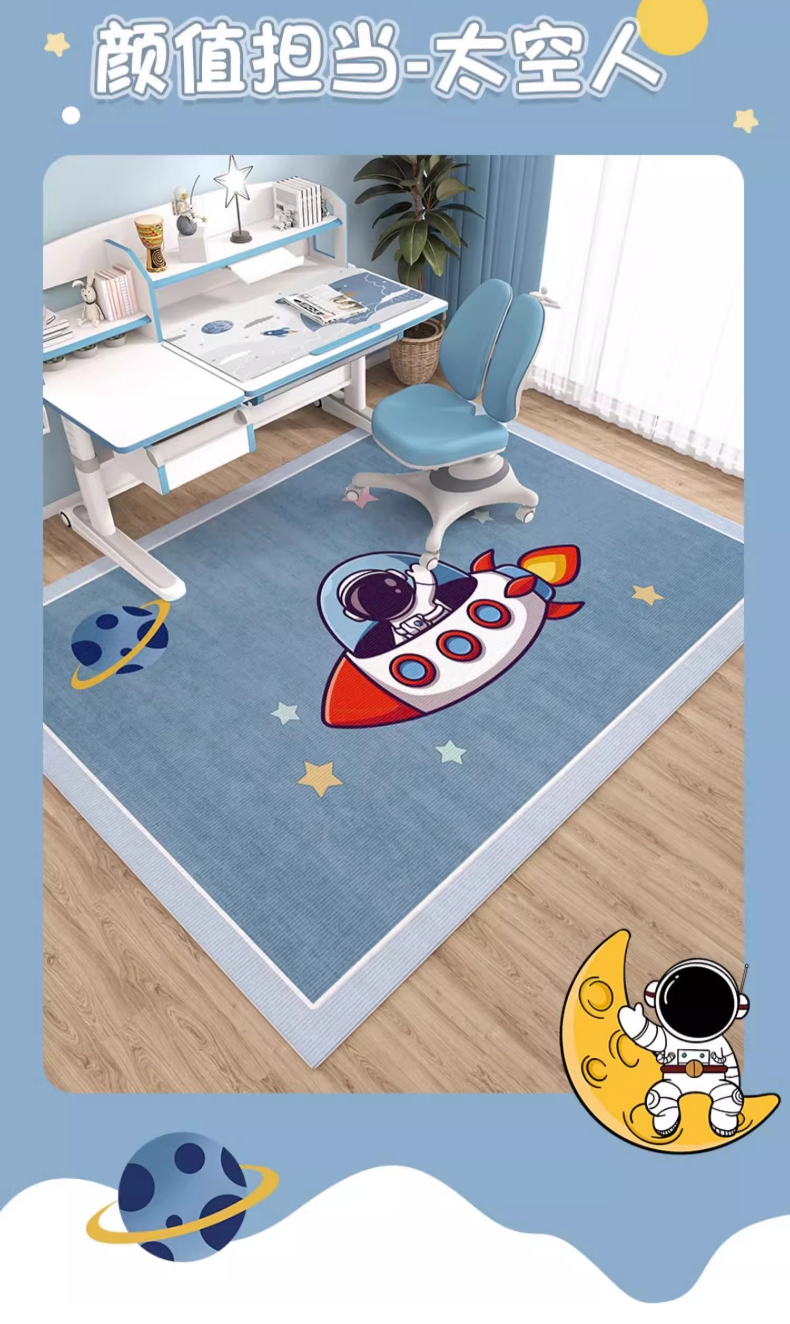 儿童地毯阅读区电脑椅子防滑地垫书房书桌学习桌客厅卧室床边垫子跨境出口毛绒地毯卧室拼接方块加厚地垫客厅大面积全铺轻奢床边毯详情14