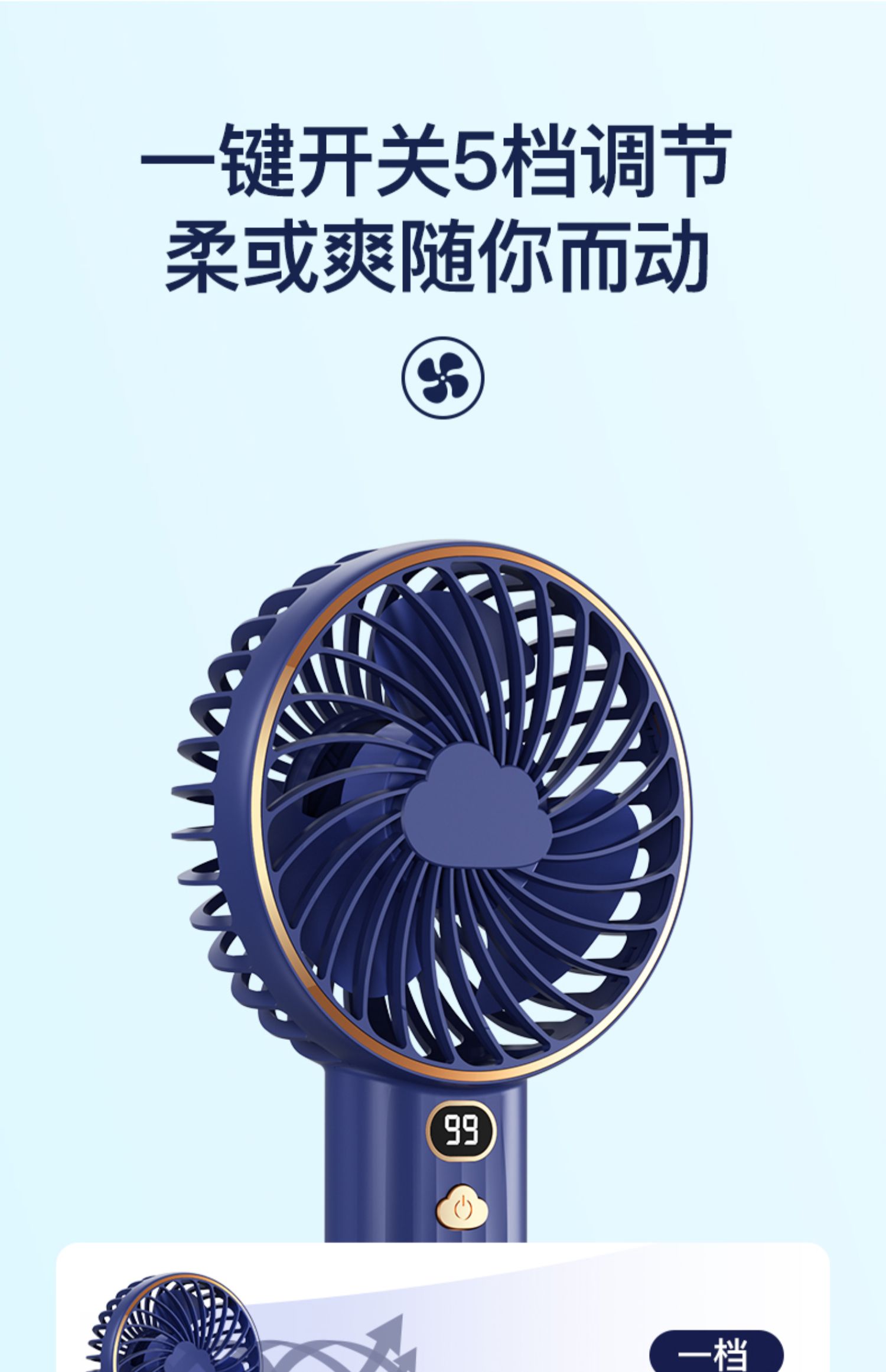 双电手持USB手持小风扇户外大风力便携迷你桌面USB数显风扇长续航详情28