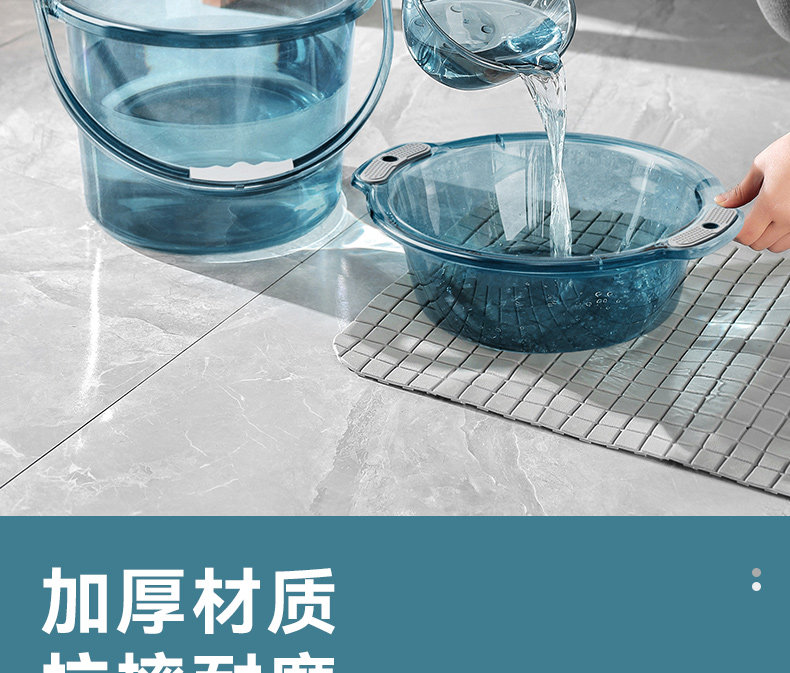 Thickened plastic buckets for household water storage, hand-held small buckets for laundry, and transparent round buckets with LIDS for student dormitories pic 8