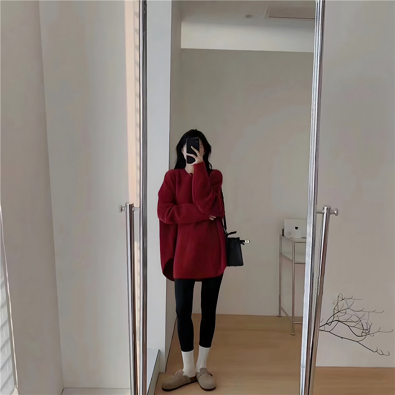 红色穿搭圣诞毛衣女外套加厚秋冬季2022年新款慵懒风软糯针织上衣详情4